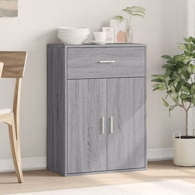Berkfield Home Grey Sonoma Sideboard in Matt Engineered Wood W/D/H: 60 x 30 x 84 cm