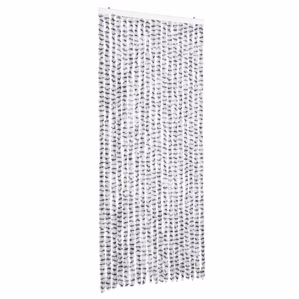 Berkfield Home Chenille Fly Curtain in Light Grey and Dark Grey, W: 56 cm, H: 200 cm