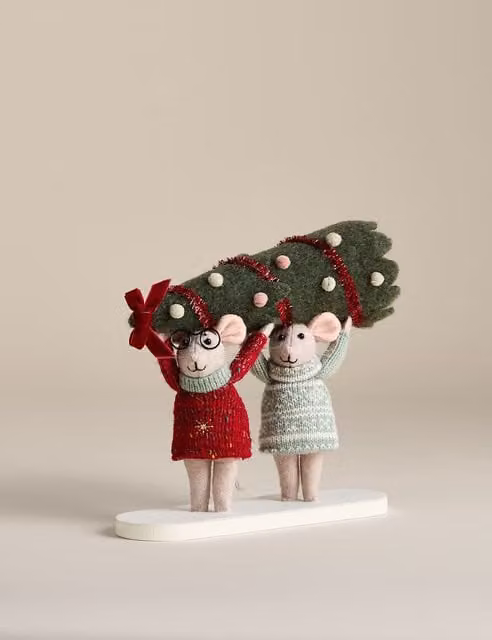 M&S Multicolour Felt Mouse and Tree Christmas Tabletop Decoration