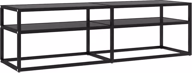 Berkfield Home Black TV Cabinet with Tempered Glass and Metal, W/D/H: 140 x 40 x 40.5 cm – 1