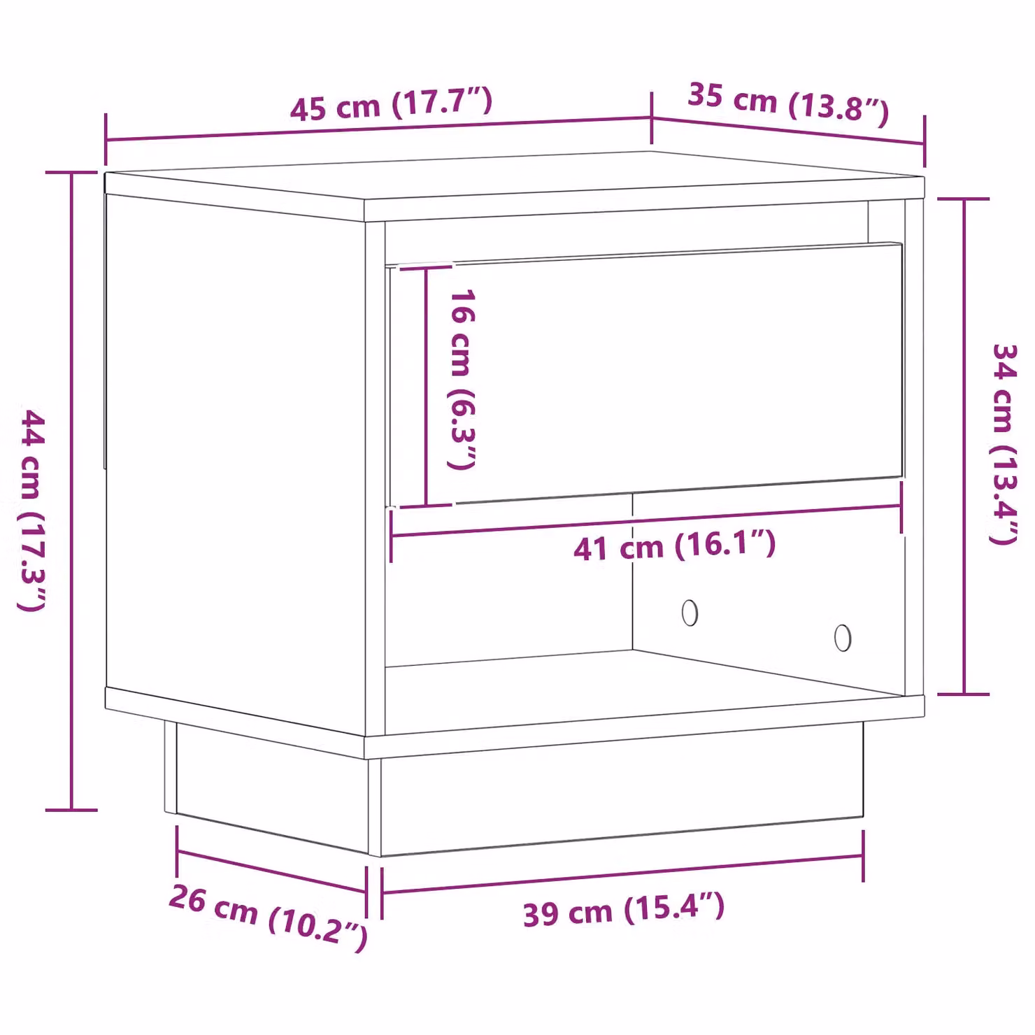 Berkfield Home Artisan Oak Bedside Cabinet in Brown, W/D/H: 45 x 34 x 46 cm – 5