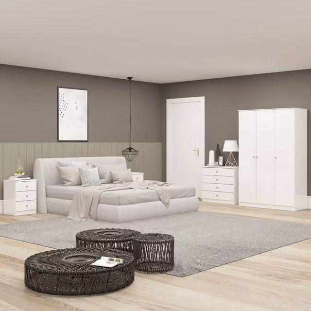 Seconique Denver 3 Door Wardrobe in White Glossy Finish – 1