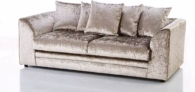 Snugg Furniture UK Limited Aurora 3 Seater Crushed Velvet Sofa in Light Beige