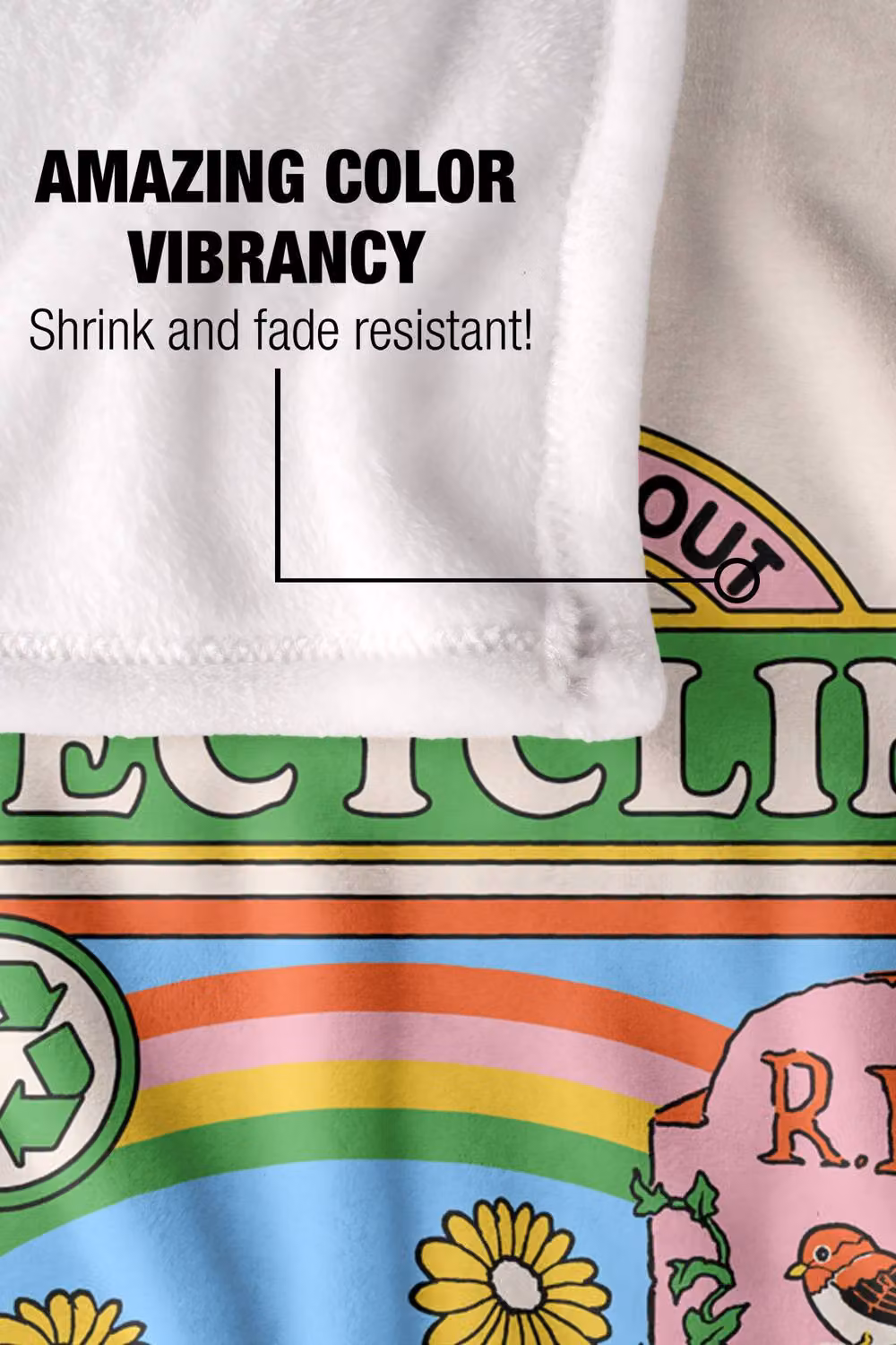 Steven Rhodes Learn About Recycling Multicolour Super Soft Fleece Throw Blanket W/D/H: 91 x 91 x 147 cm – 2