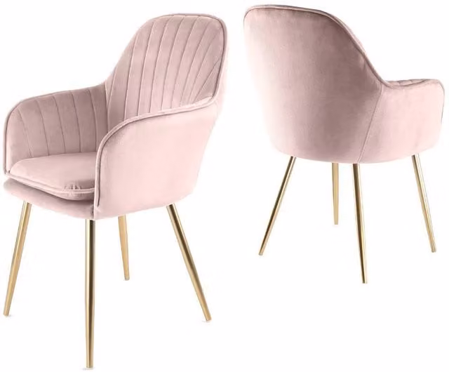 Genesis Muse Velvet Accent Chairs, Set of 2, Light Pink Modern Upholstered Tub Chairs with Armrests – 1