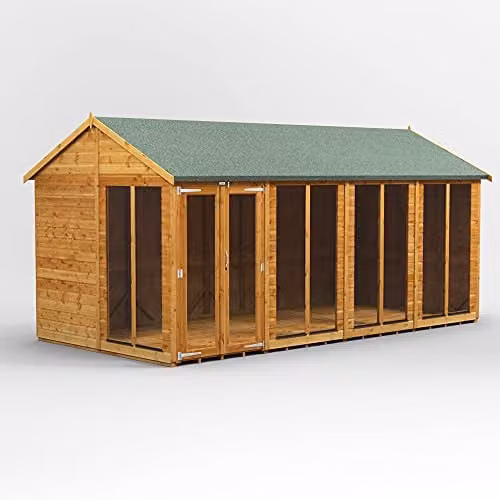 Powersheds Premium Apex Wooden Summer House with Security Features and PVC Window Sills in Red or Brown, W/D/H: 258.0 x 240.37 x 1.85 cm – 1