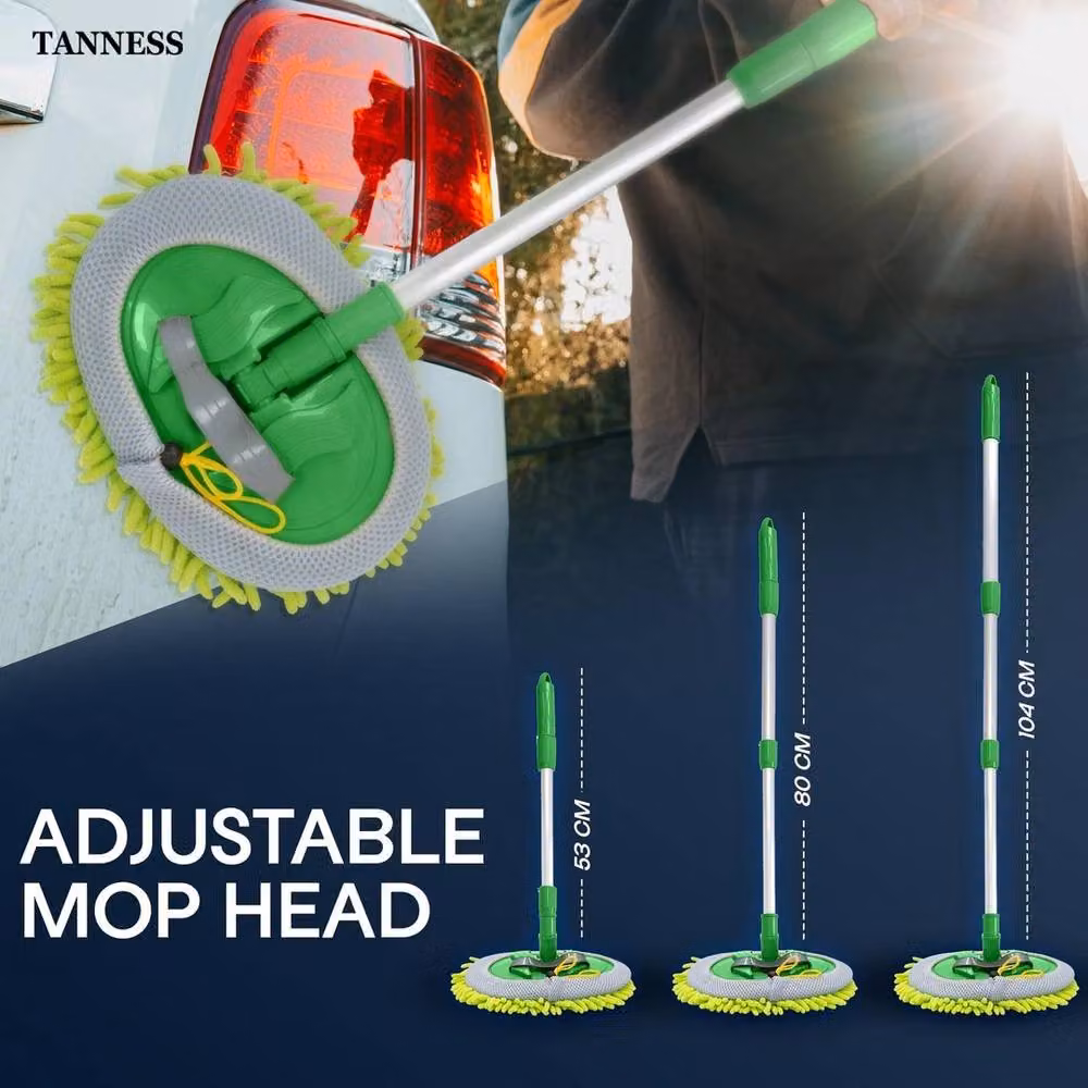 Havendro Caravan Car Wash Mop Kit with Green Scratch Free Microfibre and Telescopic Handle – 2