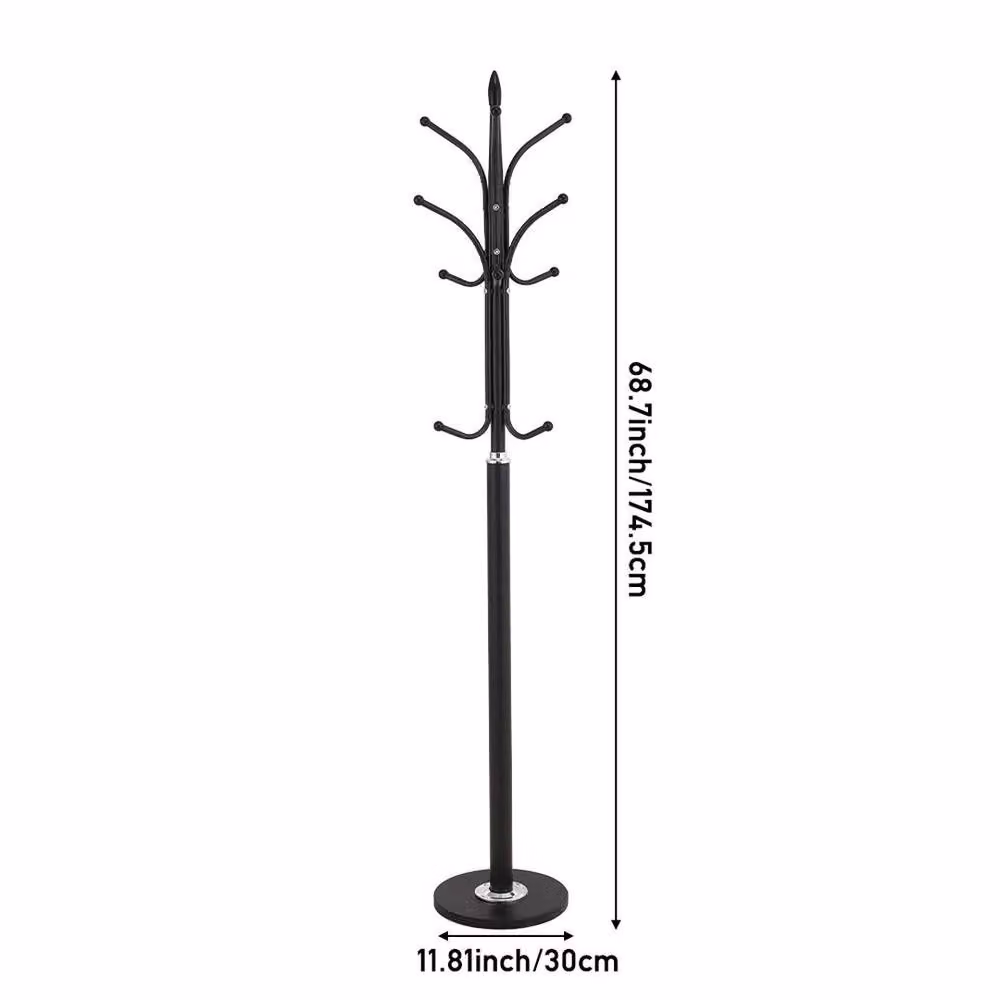 EONLION Black Metal Hat Coat Stand and Umbrella Holder with Stone Base – 2