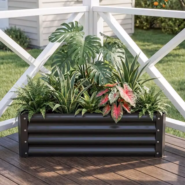 Breeins Galvanised Steel Raised Garden Bed Outdoor Planter in Anthracite Grey
