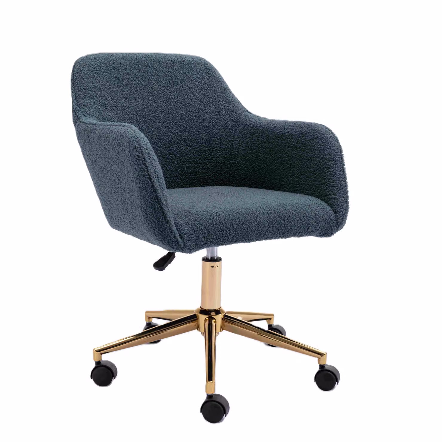 Aosom UK Green Velvet Swivel Desk Chair with Gold Legs and Armrests, W/D/H: 58 x 58 x 86 cm – 2