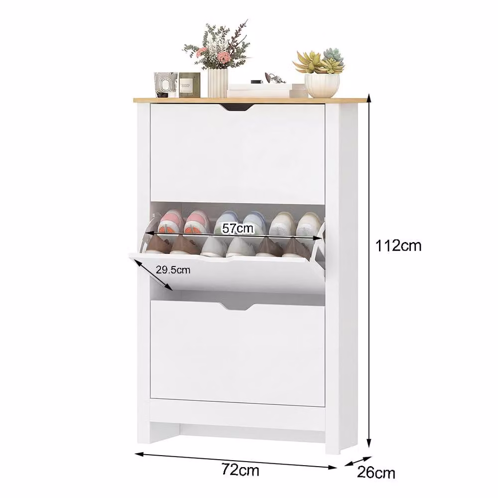 ERGOVEXA Modern Slim White Shoe Cabinet with 3 Tilting Compartments – 2
