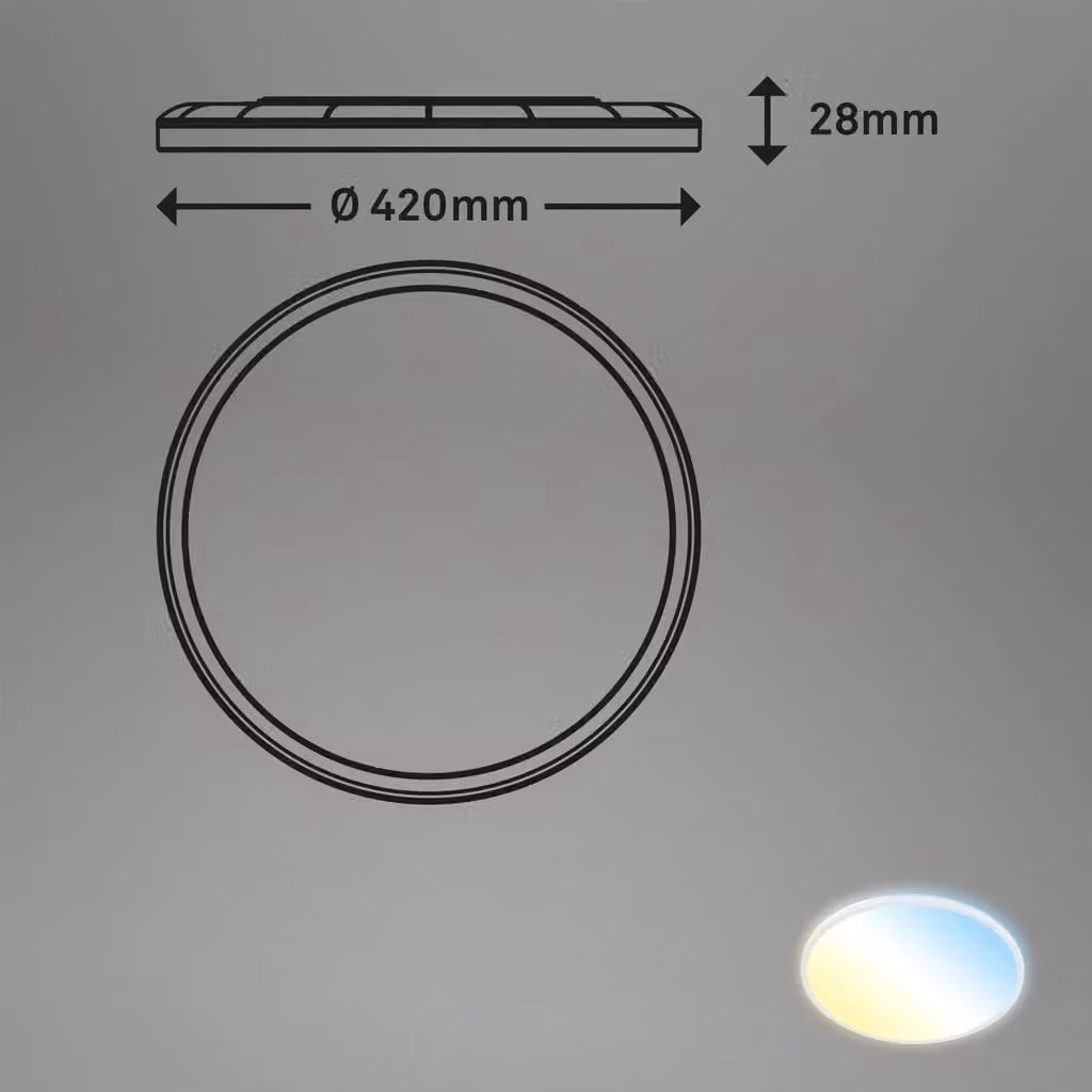 Briloner White 22W CCT LED Ceiling Panel Light with Remote Control and Dimming Function, D 42 cm, H 2.9 cm – 5