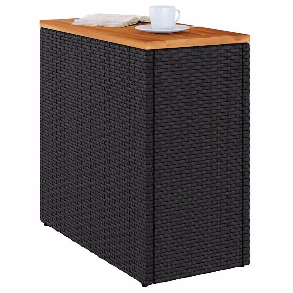Berkfield Home Garden Side Table with Acacia Wood Top in Black, W/D/H: 58 x 27.5 x 55 cm – 3