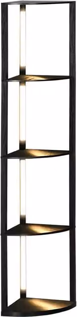 Nordara Black Corner Floor Lamp with Dimmable Warm White LED Light, H: 163.5 cm x W: 29.5 cm x D: 29.5 cm