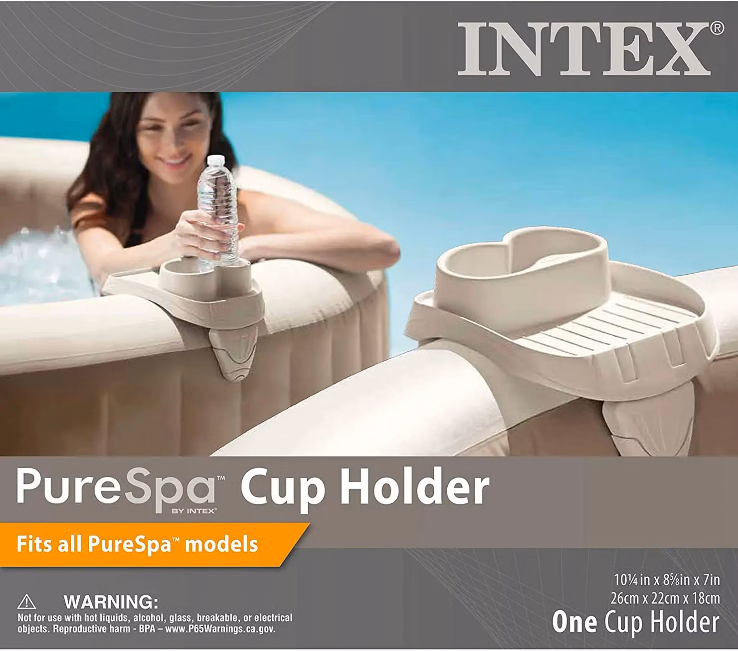 Intex PureSpa Grey Plastic Hanging Cup Holder with Shelf – 3