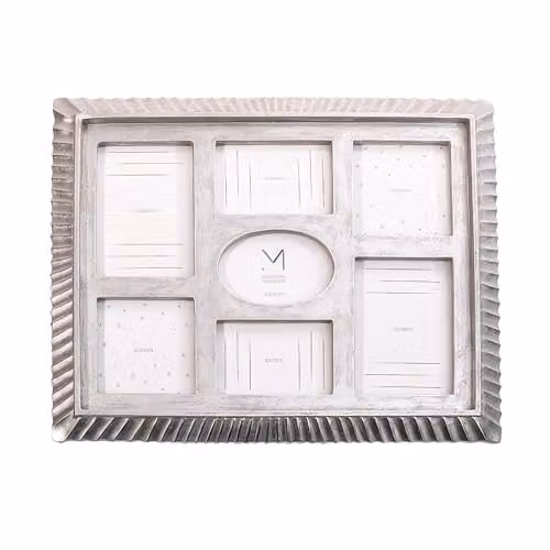 Madison & Mayfair Art Deco Silver Metal Rectangular Collage Photo Frame, H 55.3 x W 43.5 x D 7.0 cm – 1