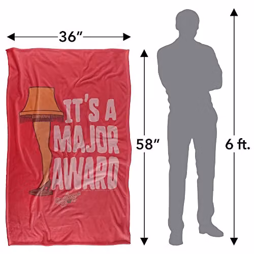 Warner Bros. A Christmas Story Major Award Leg Lamp Super Soft Silky Fleece Blanket, Red/Multicolour, W: 91.44 cm, L: 147.32 cm – 4