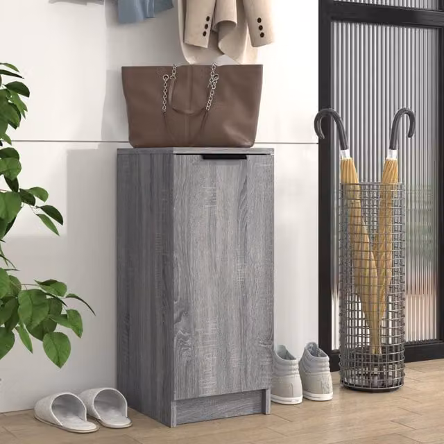Berkfield Home Modern Wall Mounted Shoe Cabinet in Grey, W/D/H: 30 x 35 x 70 cm