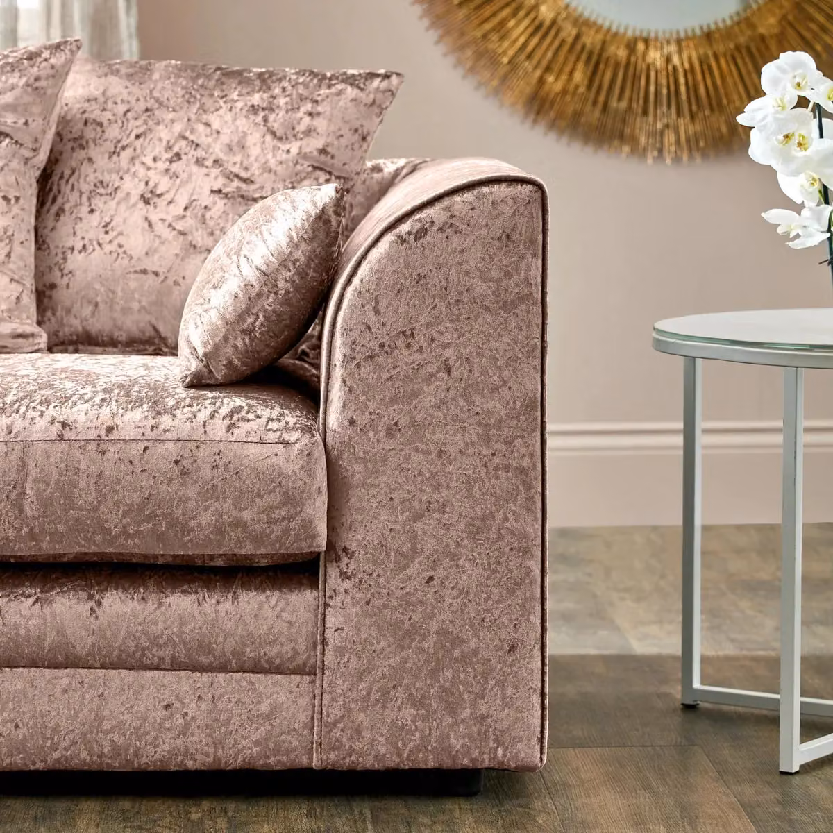 Snugg Furniture UK Limited Aurora 3 Seater Crushed Velvet Sofa in Light Beige – 2