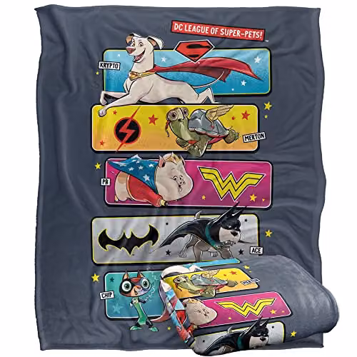 Logovision DC League of Super Pets Super Soft Fleece Throw Blanket, W/D/H: 152 x 127 cm, Multicolour and White – 1
