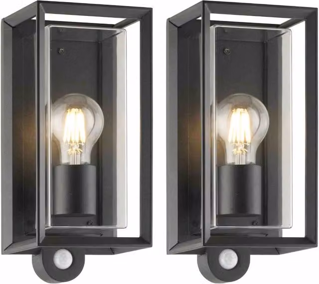 First Choice Lighting Brandon Set of 2 Black Outdoor Motion Sensor LED Security Wall Lights with IP44 Rating – 1