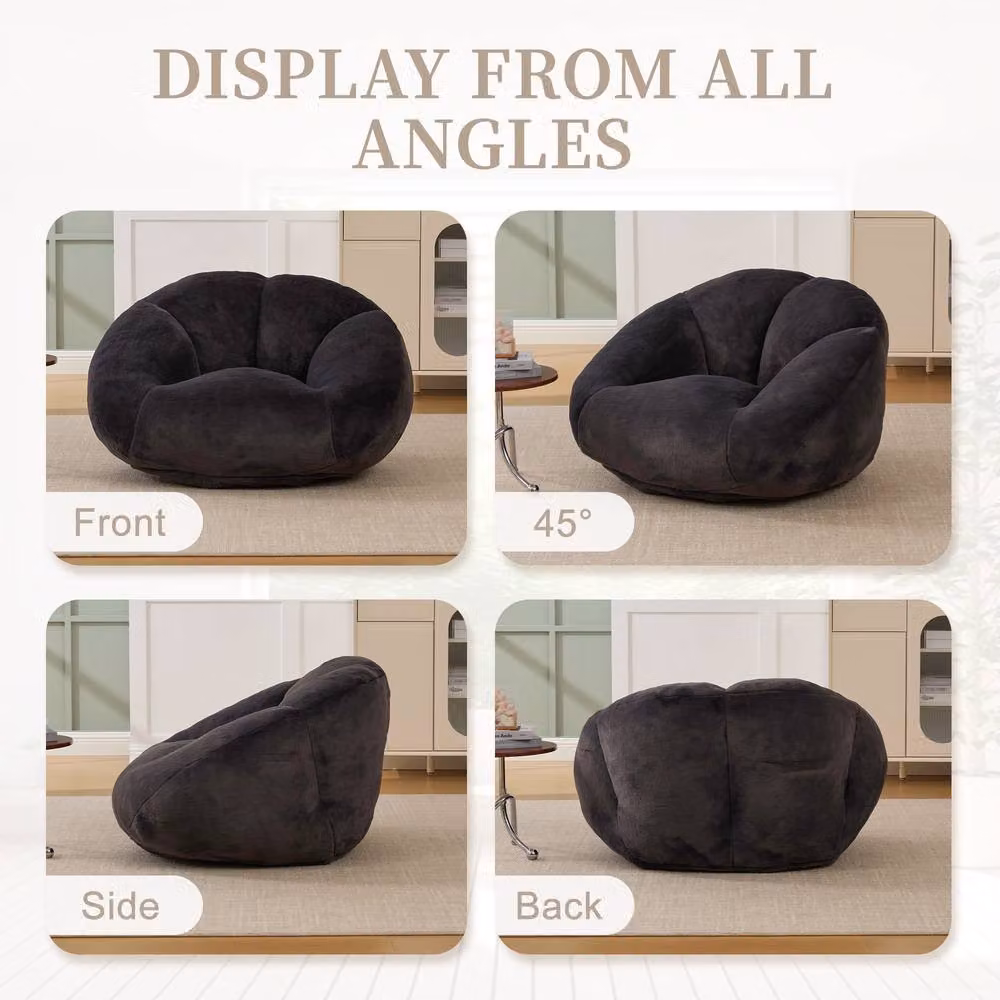 Direct Wicker Shell-Shaped Bean Bag Chair in Black with Removable Cover – 4