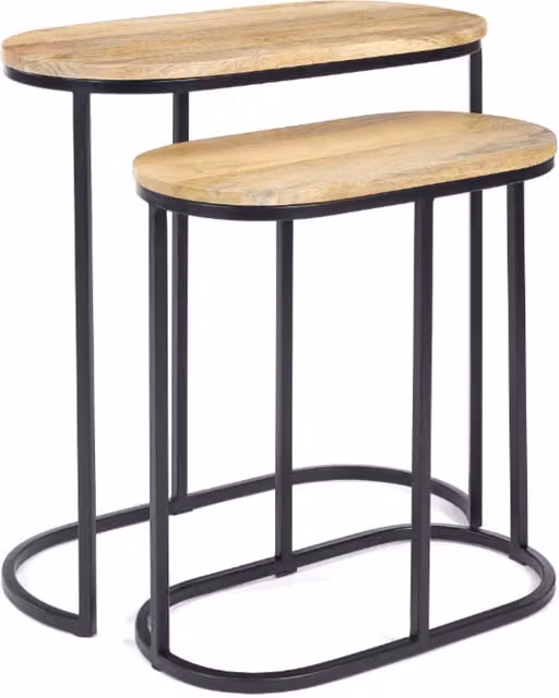 Elm Home and Garden Modern Oval Nest of Three Tables in Brown