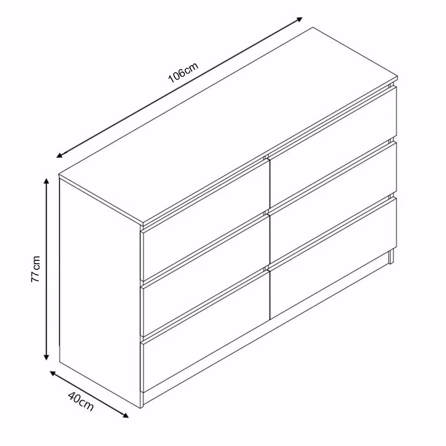 LUXURY LIFE Carlton Matt 6 Drawer Chest of Drawers in White – 2
