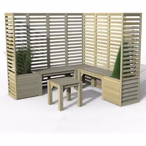 Forest Garden Modular L-Shape Garden Seating in Brown with Scatter Cushions