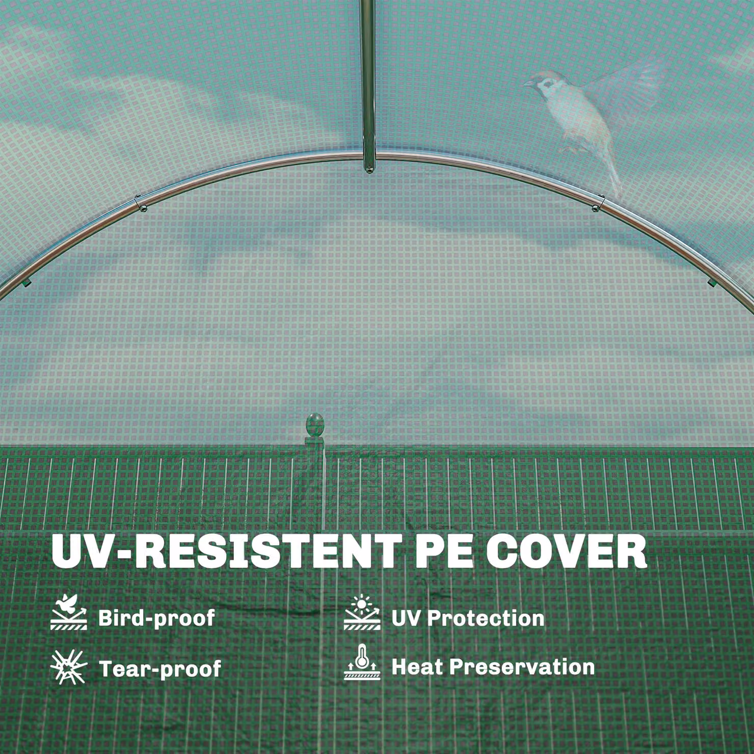 Outsunny Green Walk-in Polytunnel Greenhouse with Hinged Door and 6 Roll Up Mesh Windows, W/D/H: 3 x 2 x 2 m – 2