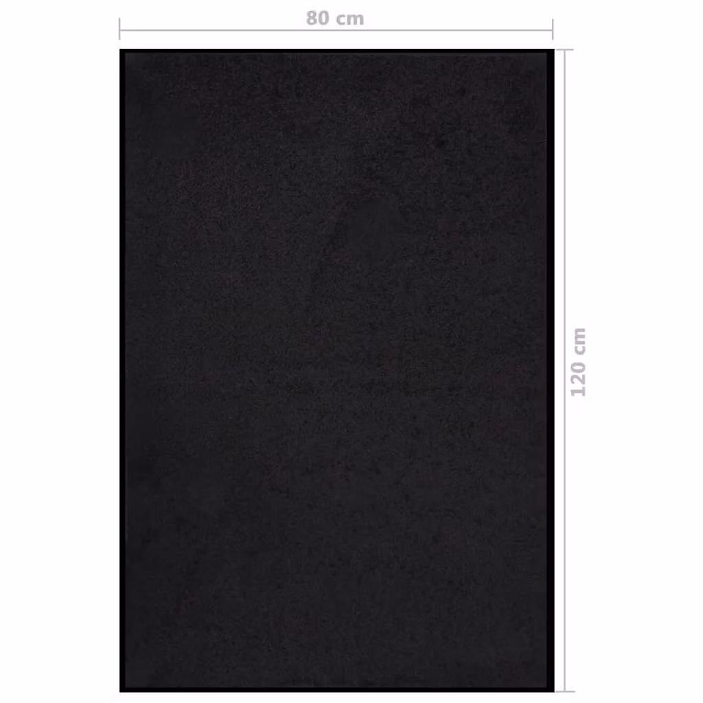 Berkfield Home Black Non-Slip Brushing Doormat, W: 80 cm, L: 120 cm – 4