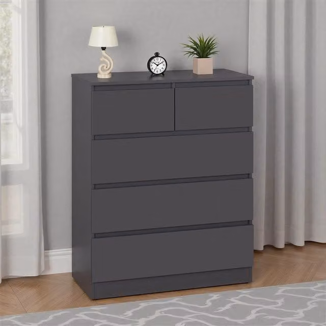 Seconique Malvern 3 plus 2 Drawer Chest in Grey Matt