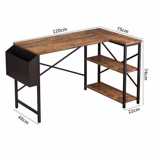 MCC Direct L Shaped Corner Computer Desk with Bookshelf in Grey – 2