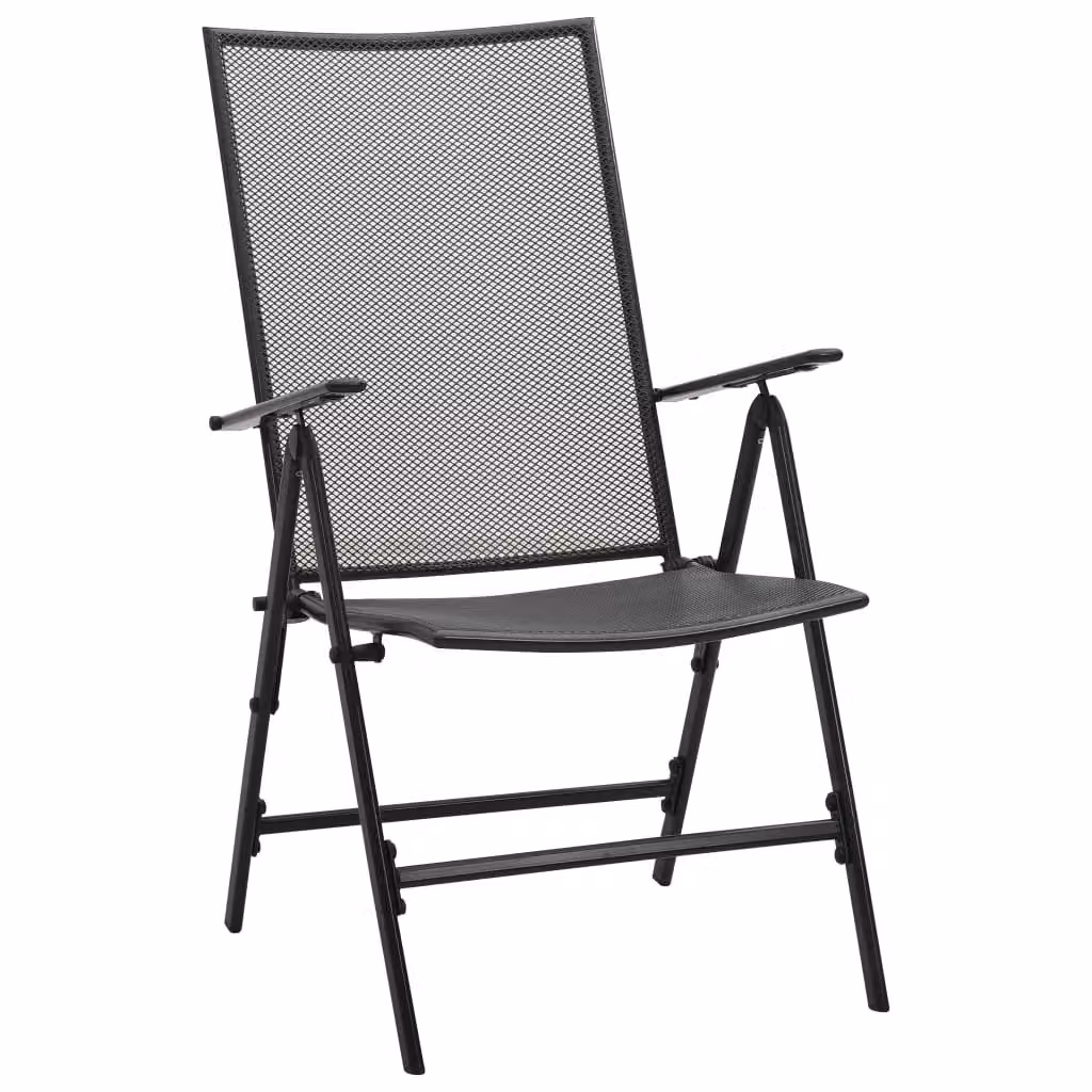 Berkfield Home Set of 4 Folding Mesh Garden and Dining Chairs in Anthracite and Black Powder Coated Steel – 2
