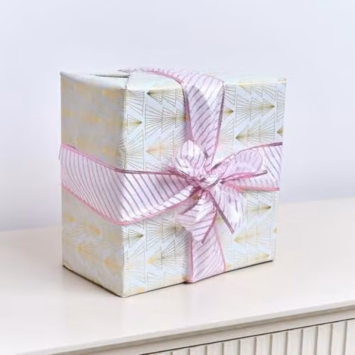Melody Maison Pink and White Diagonal Striped Wired Ribbon Garland, 270m