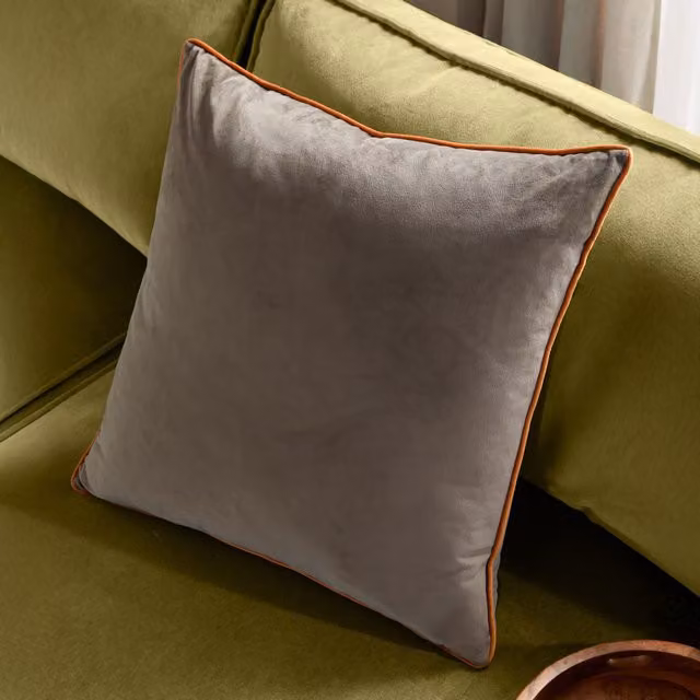 Furn Meridian Velvet Piped Square Cushion in Beige, W/D/H: 55 x 55 x 55 cm – 4