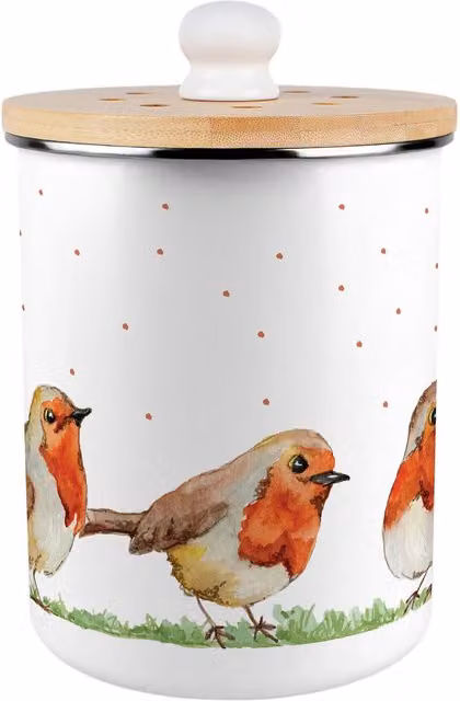 Purely Home Robins Metal Food Waste Caddy with Flip Lid, 2L, Red