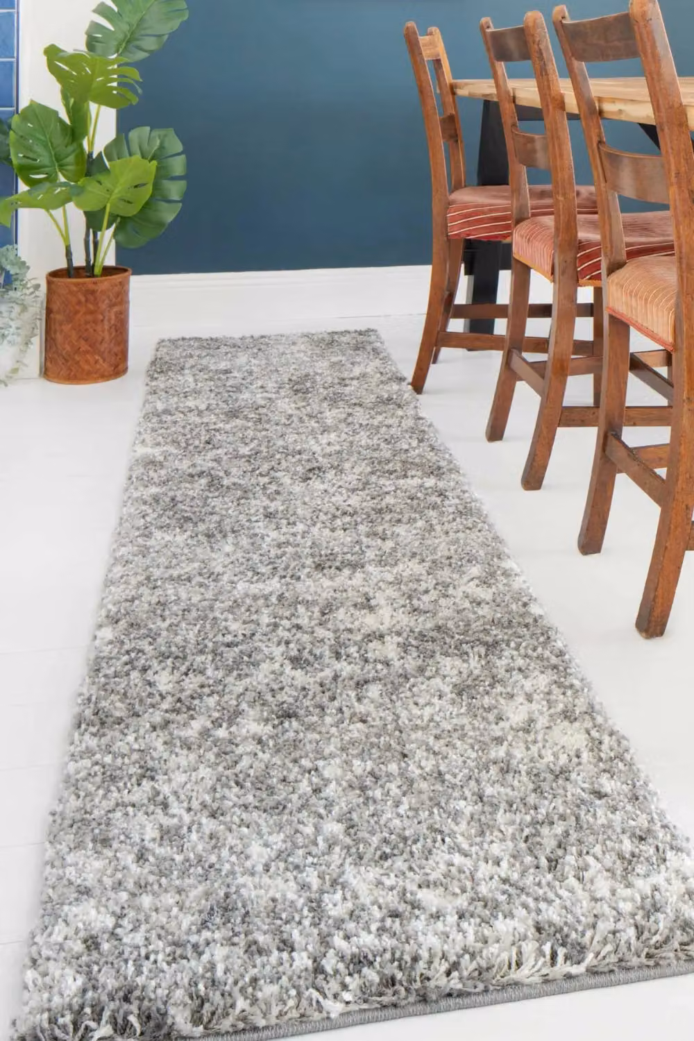 Kukoon Shaggy Runner Rug in Silver Grey Mottled, W: 60 cm, L: 240 cm – 2