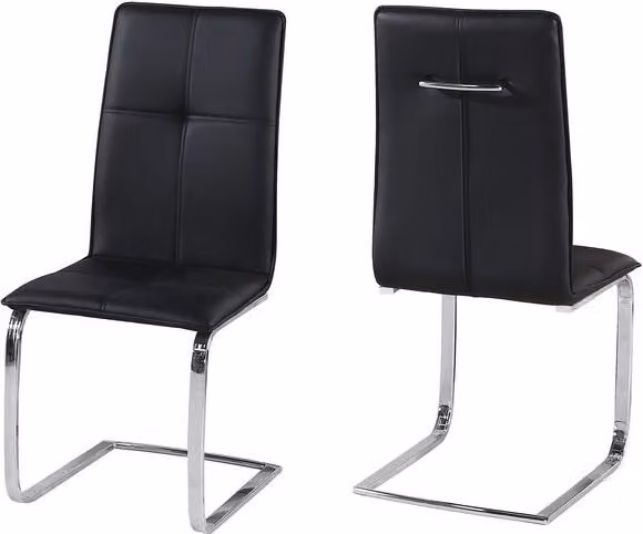 Netfurniture Supor Black Synthetic Leather Cantilever Dining Chairs (Pack of 2)