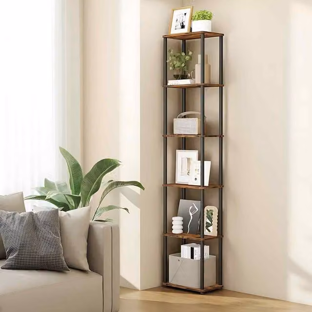 The Bazaarist 6 Tier Industrial Storage Rack in Rustic Brown and Ink Black