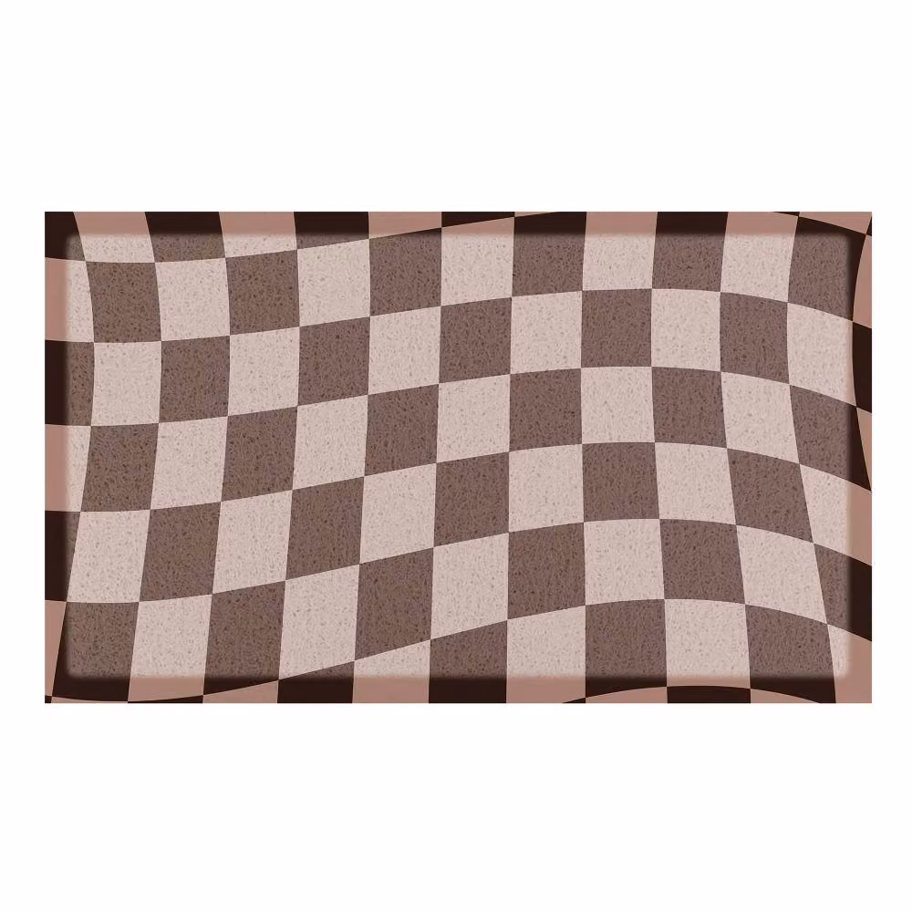 Artsy Mats Wavey Checkerboard Chocolate Brown Indoor Outdoor Doormat W: 70 cm, D: 40 cm – 2
