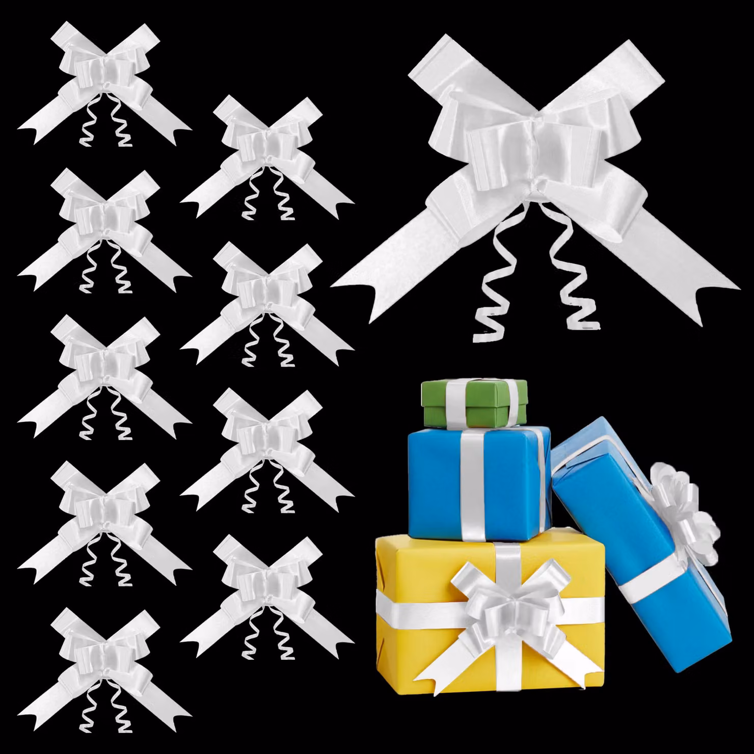 Shatchi 30pcs White 30mm Pull Bows for Gift Wrapping and Decorations – 9