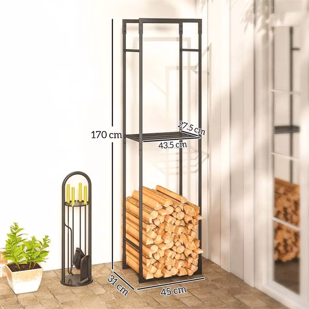 Havendro Heavy Duty Metal Firewood Log Holder in Matt Black – 2