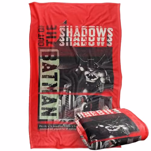 Warner Bros. Batman Out Of The Shadows Silky Touch Super Soft Fleece Throw Blanket, Multicolour, W: 91.44 cm x L: 147 cm