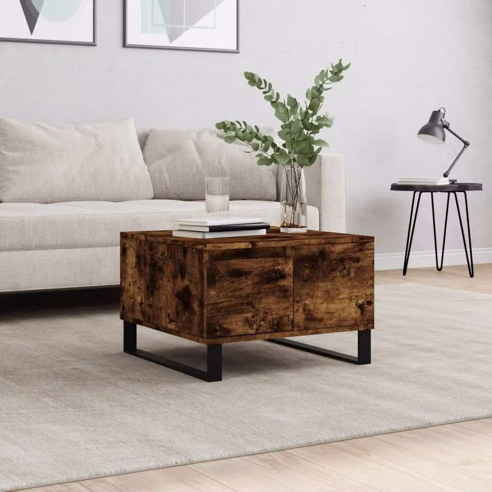 Berkfield Home Modern Square Coffee Table in Smoked Oak Brown, W/D/H: 55 x 55 x 36.5 cm – 2