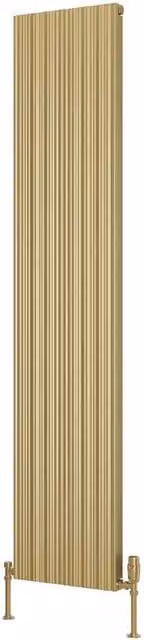 Bathroom Kingdom Melvin Brushed Brass Designer Flat Panel Vertical Radiator, Gold, H: 180 cm, W: 36 cm, D: 3.6 cm