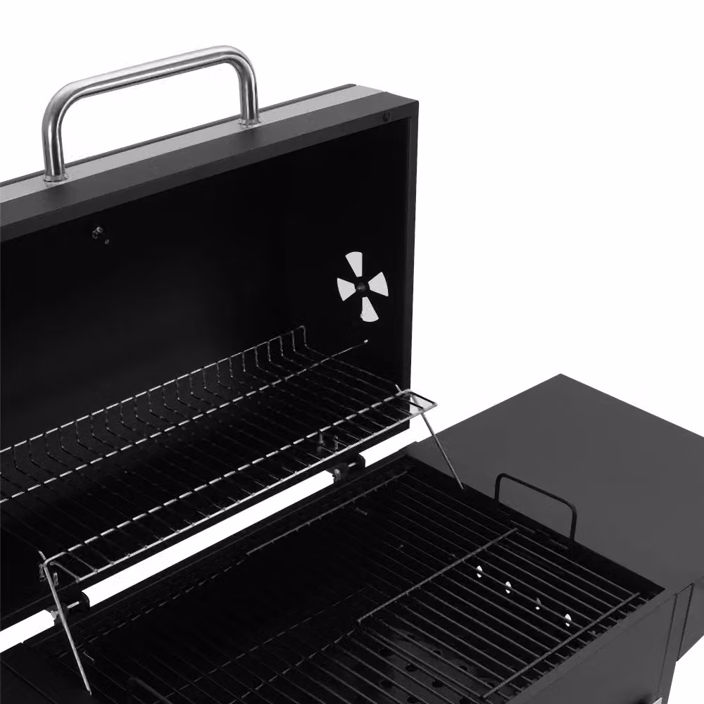 Living and Home Charcoal BBQ Grill with Side Table and Cart in Black Steel, W/D/H: 119 x 50 x 101 cm – 8