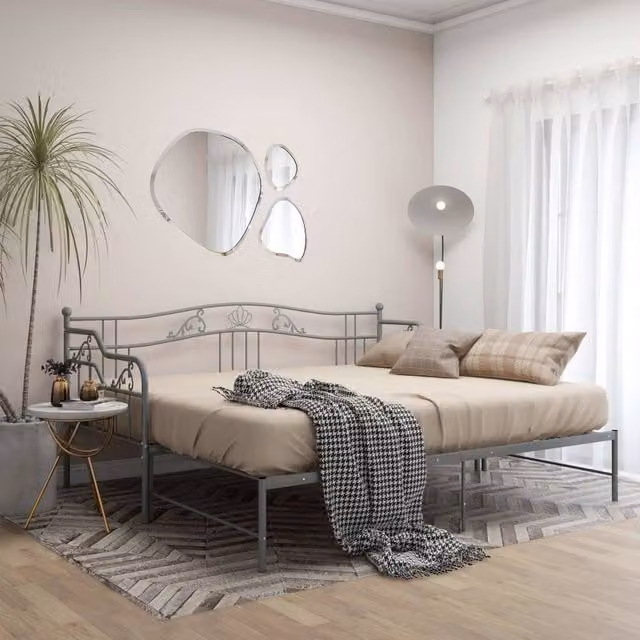 Berkfield Home Grey Metal Pull-out Sofa Bed Frame, W/D/H: 90 x 200 cm – 1
