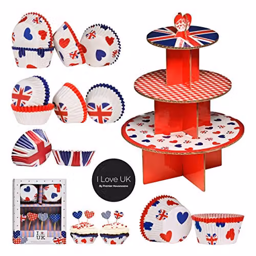Orsina I Love UK Cupcake Cases and Toppers Set, 48 Piece, Multicolour – 2