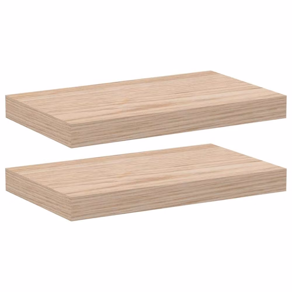 Berkfield Home Floating Shelves, 2 Pack, Light Oak, W: 40 cm, D: 23.5 cm, H: 4 cm – 2